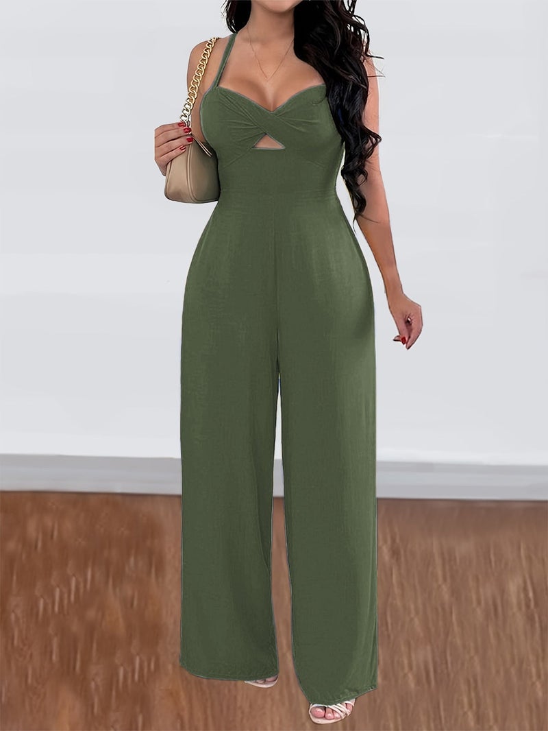 OUTZIDR Olive Sweetheart Neckline Jumpsuit - Image 1
